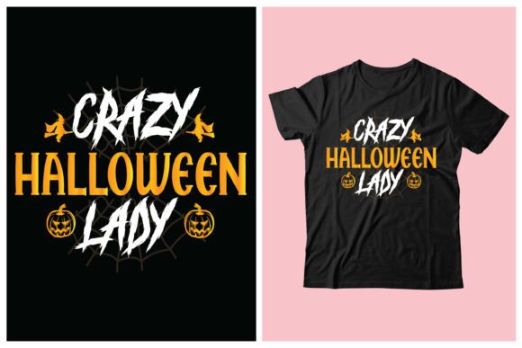 Crazy Halloween Lady Graphics & T-Shirt Designs