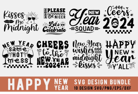 Happy New Year Svg Bundle, Graphics & T-Shirt Designs